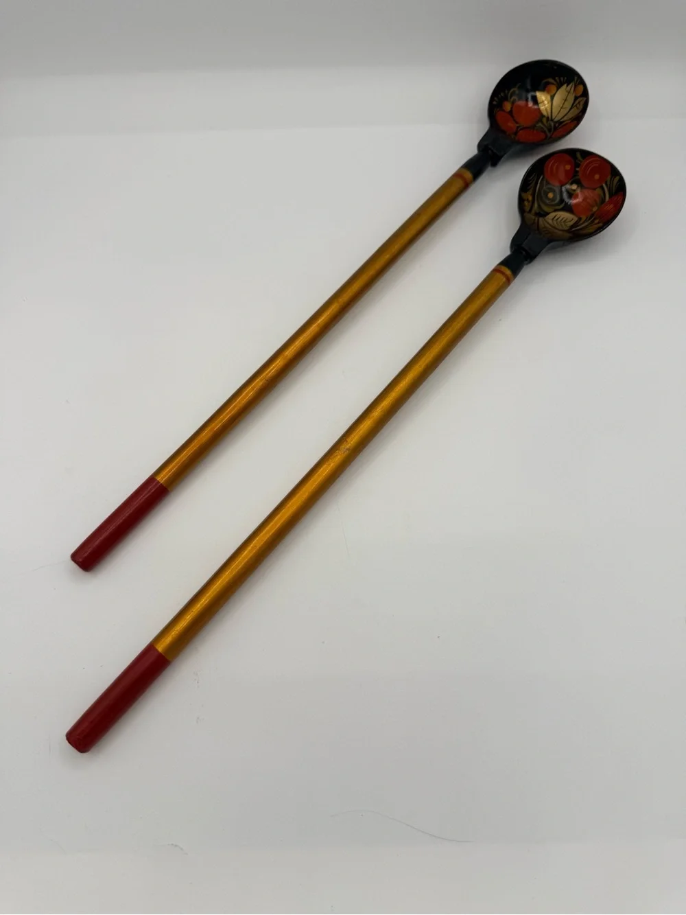 Hand-Painted Black and Gold Decorative Dining Spoons